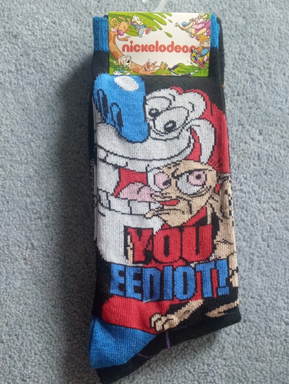 Nickelodeon Black Red Blue Ren & Stimpy Graphic Socks